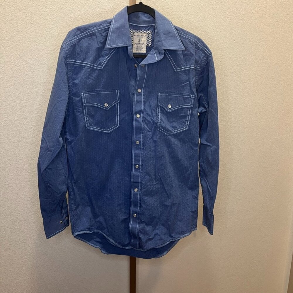 Panhandle Rough Stock Long Sleeve Shirt Blue Size Small